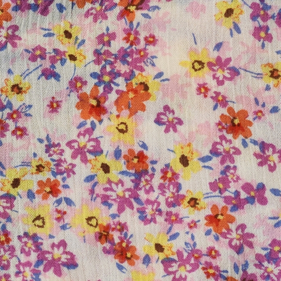 Floral Long Sleeve Smocked Crop V-Neck Blouse Juniors Size L - Picture 7 of 8